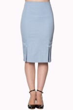 50ÉR Wiggle-nederdel - I love my bow skirt, lyseblå